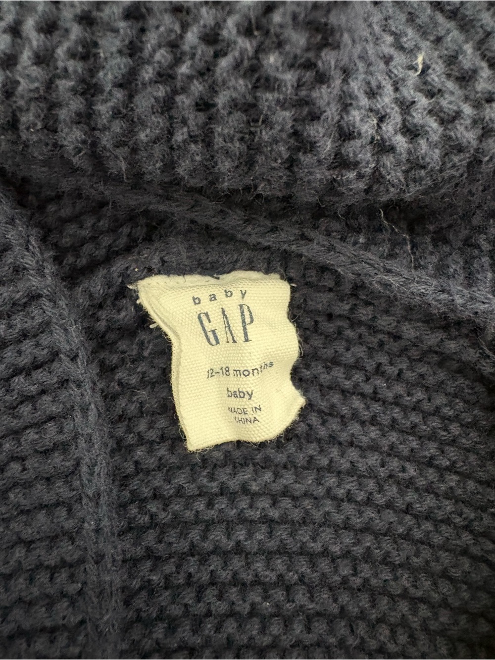 GAP Baby Dark Blue Knit Hooded Cardigan - Picture 2 of 2